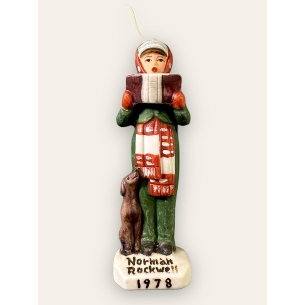 Norman Rockwell The Caroler by Dave Grossman 1978 Christmas‎ Ornament, Vintage